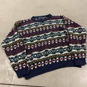 vintage y2k striped etchings patterned sweater